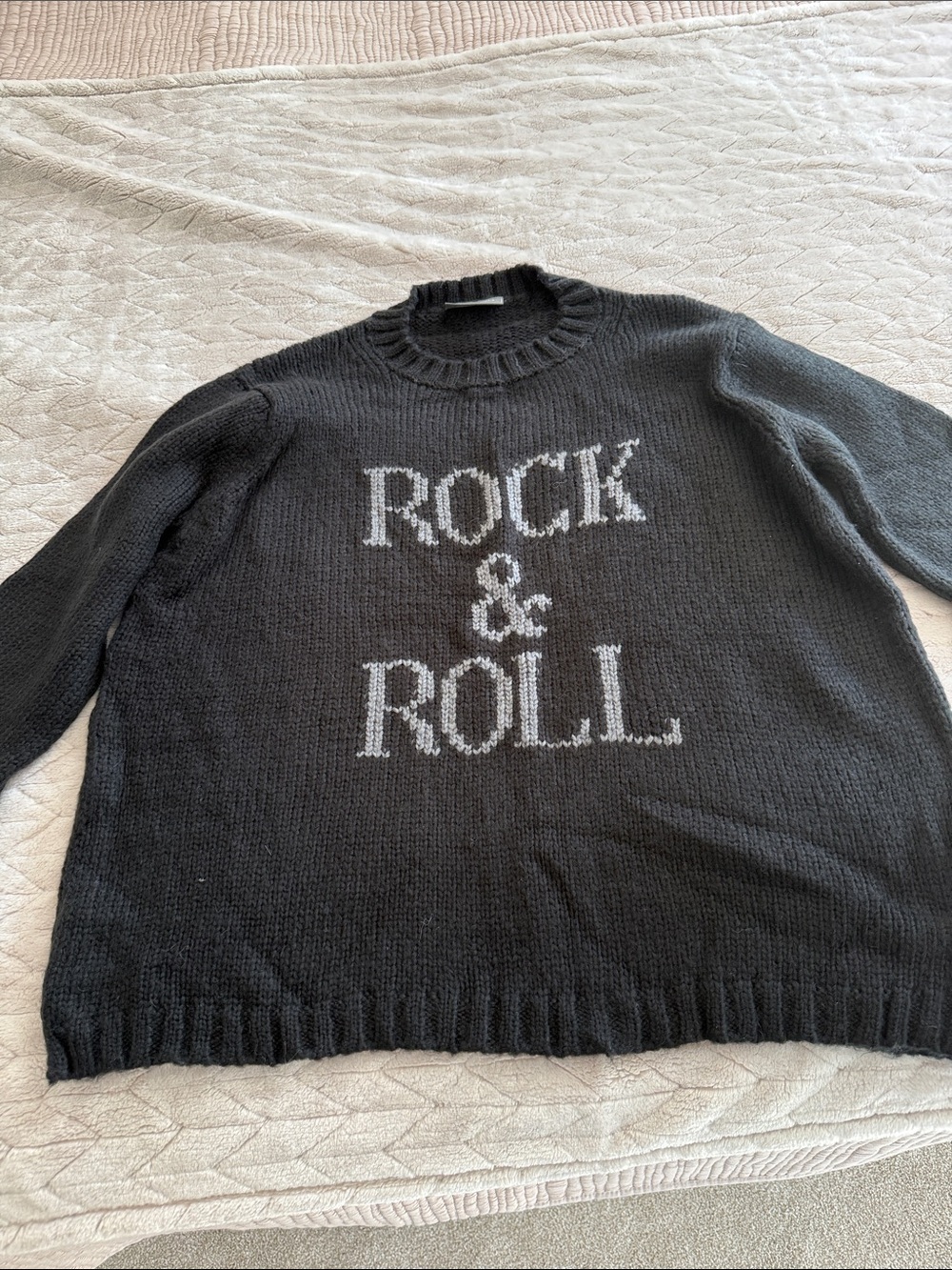 Brand new Wooden Ships Black 'Rock & Roll' Knit Sweater